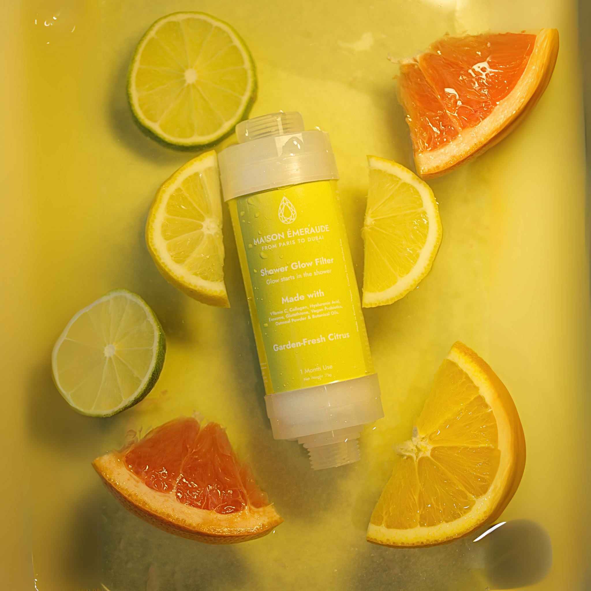 Shower Glow Filter Citrus – Front view of the water filter for shower