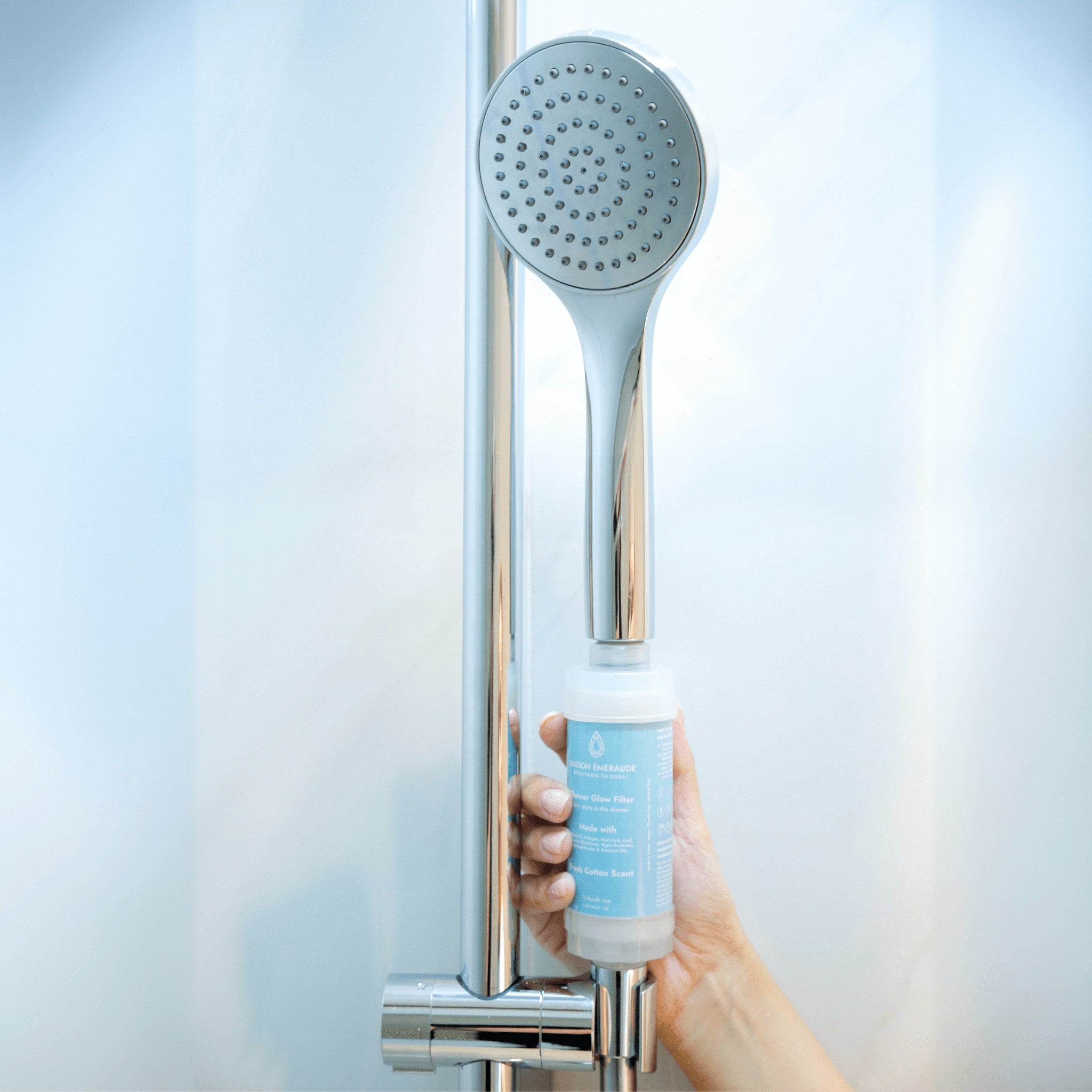 Installation of Shower Glow Filter Fresh Cotton in bathroom