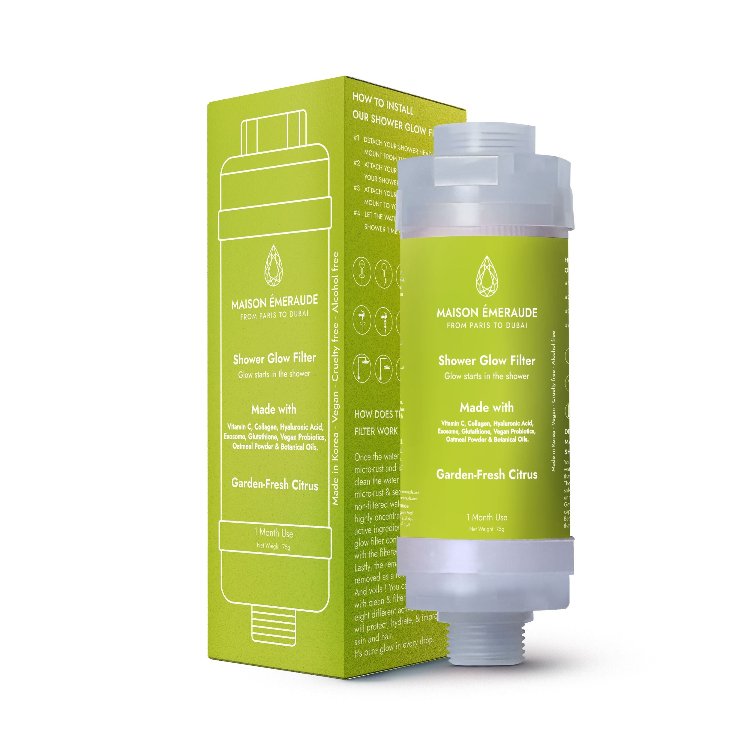 Packaging of Shower Glow Filter Citrus by Maison Emeraude